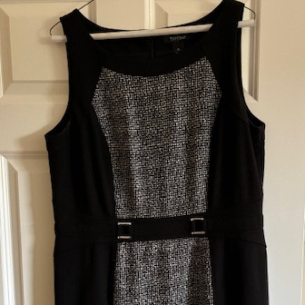 White House Black Market Black & Tweed Sleeveless Dress Sz 14